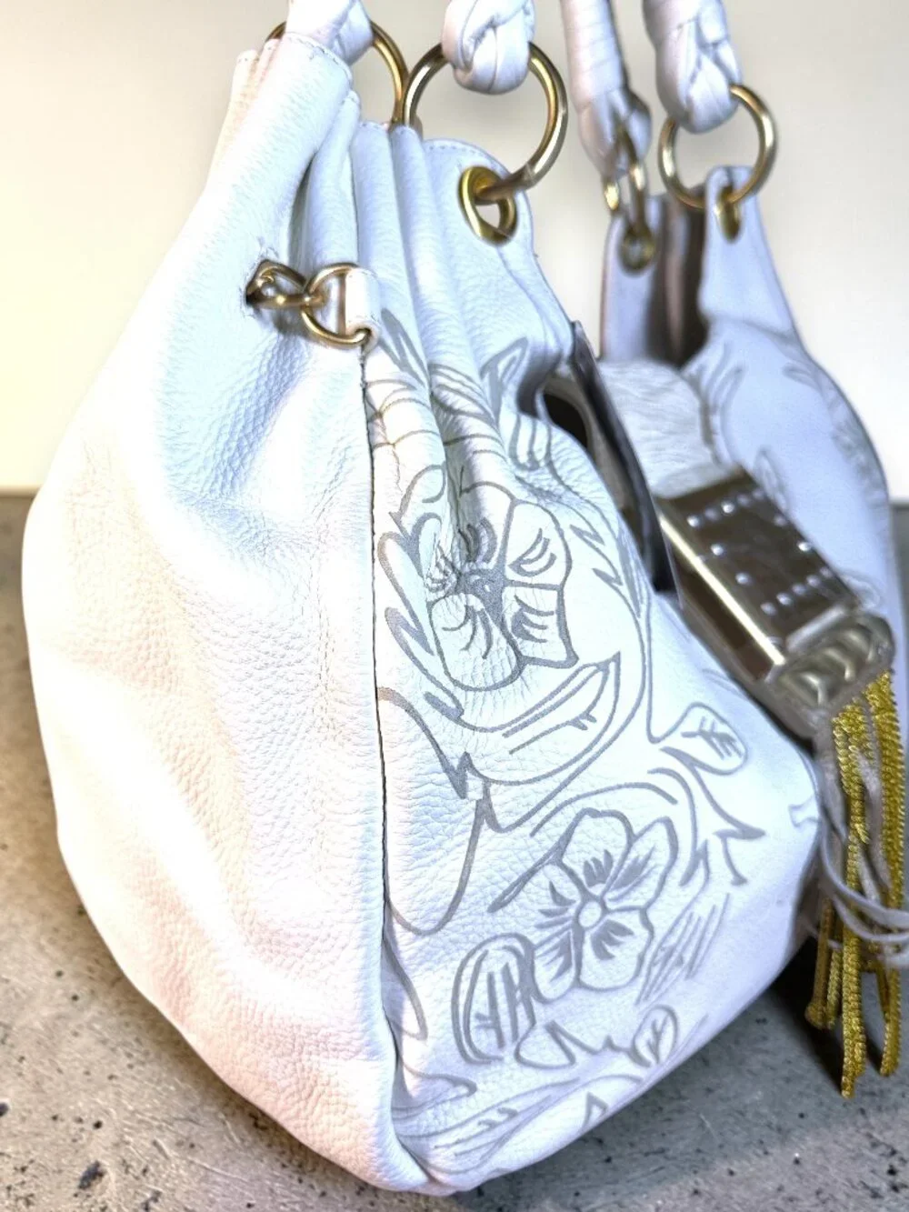 Sharif 1827 Studio Vintage Leather Hobo Shoulder Bag with Fringed Tassel - Picture 3 of 16